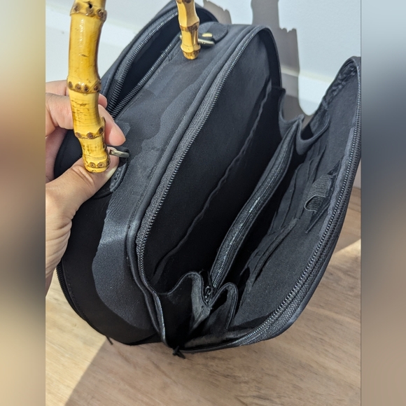 Bamboo Handled Black Handbag - Picture 5 of 6